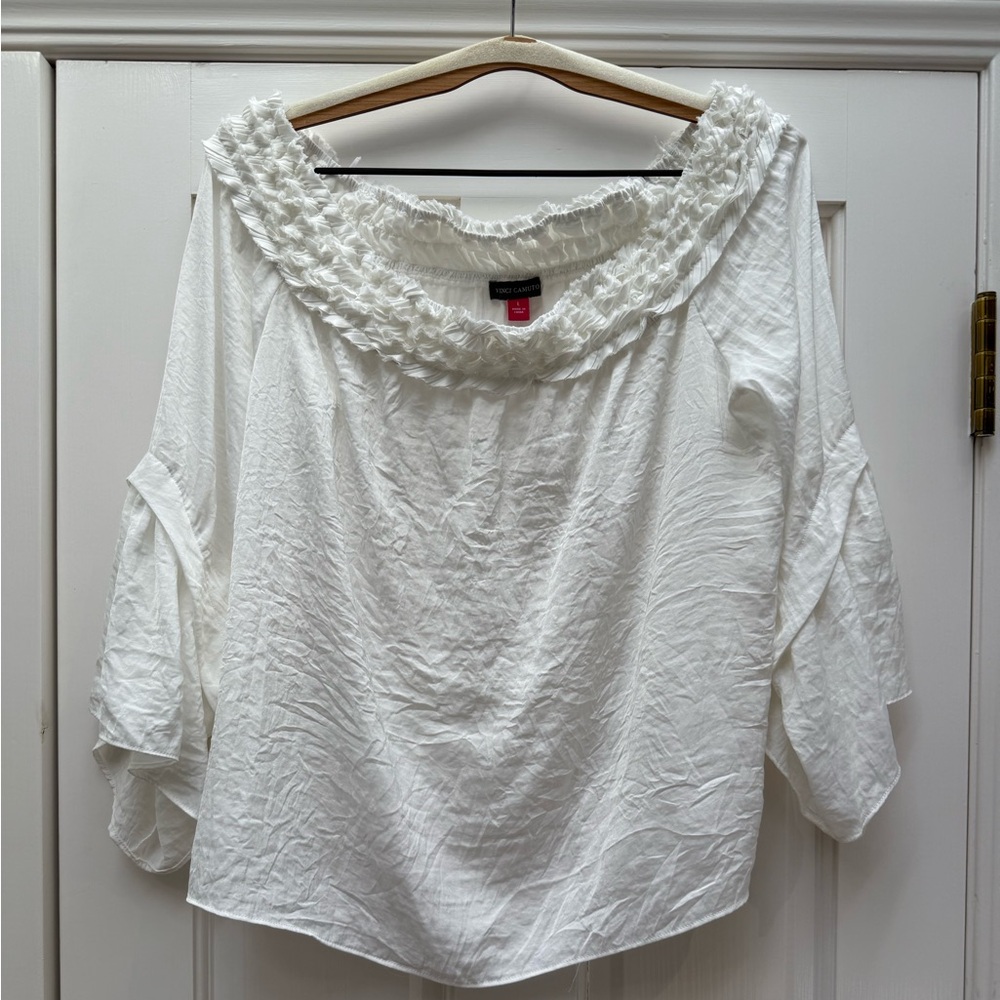 Vince Camuto Cream Ruffled Top